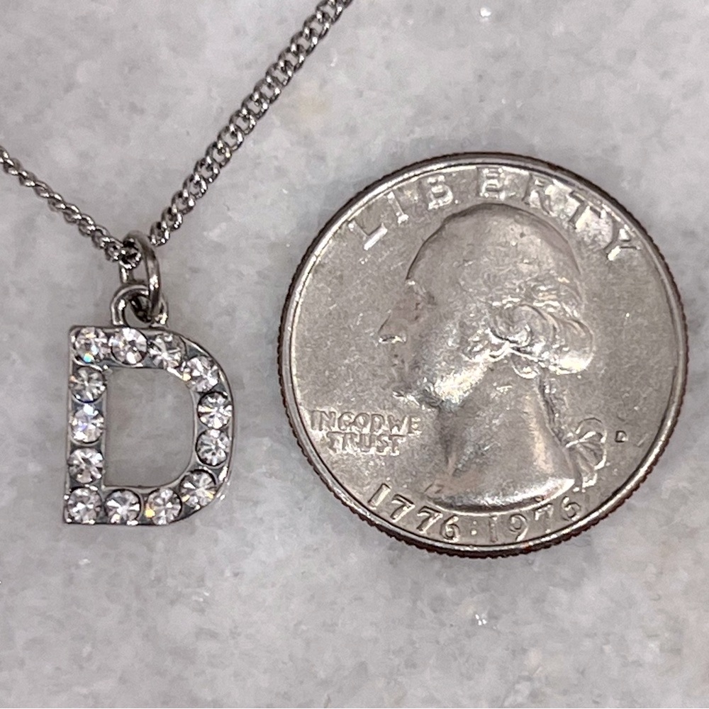 GUESS Silver Rhinestone Initial 'D' Necklace - Picture 11 of 11
